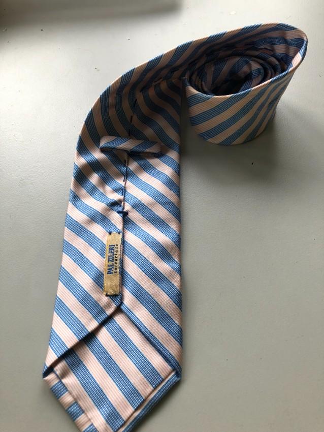 Pal Zileri Blue & Pink Silk Striped Tie