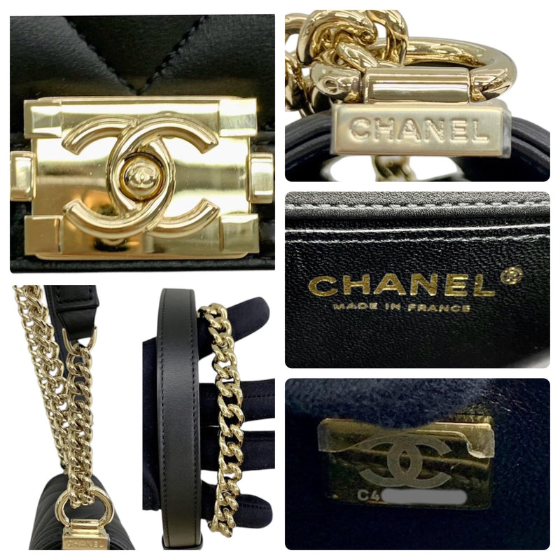 Chanel Black Chevron Mini Boy Bag