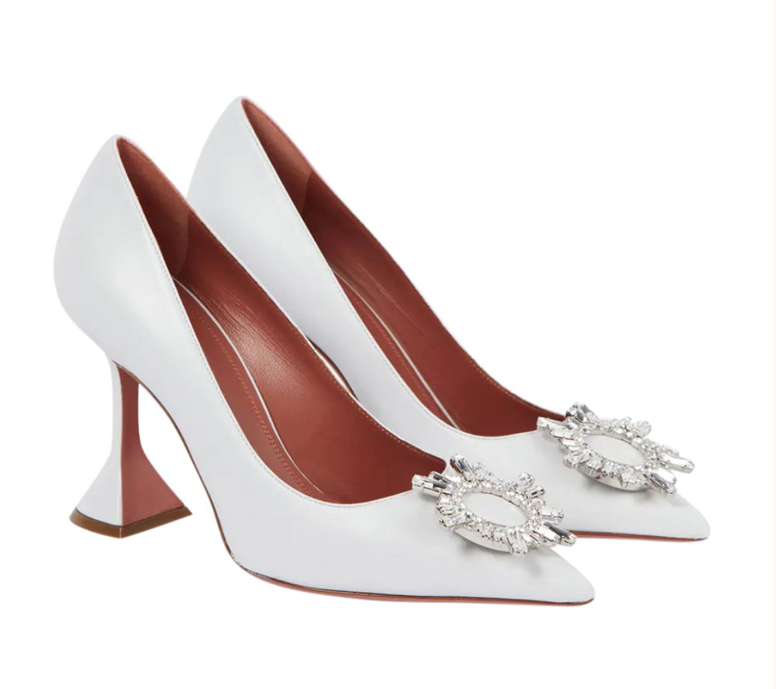 Begum White Crystal Embellished Pumps