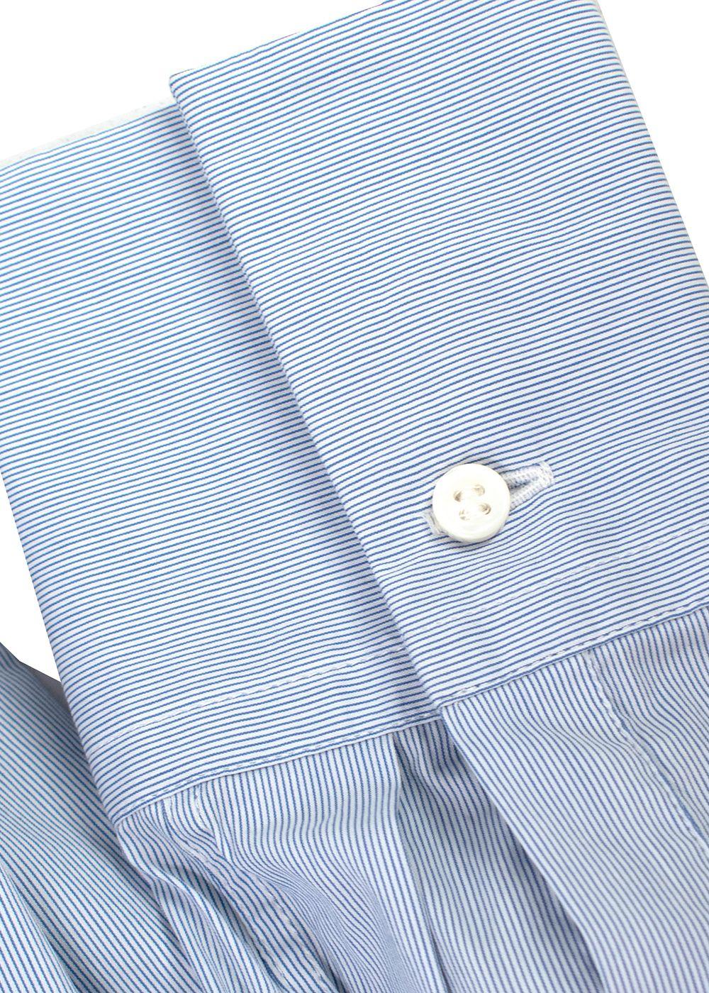 Brunello Cucinelli Blue Pin-Striped Cotton Shirt