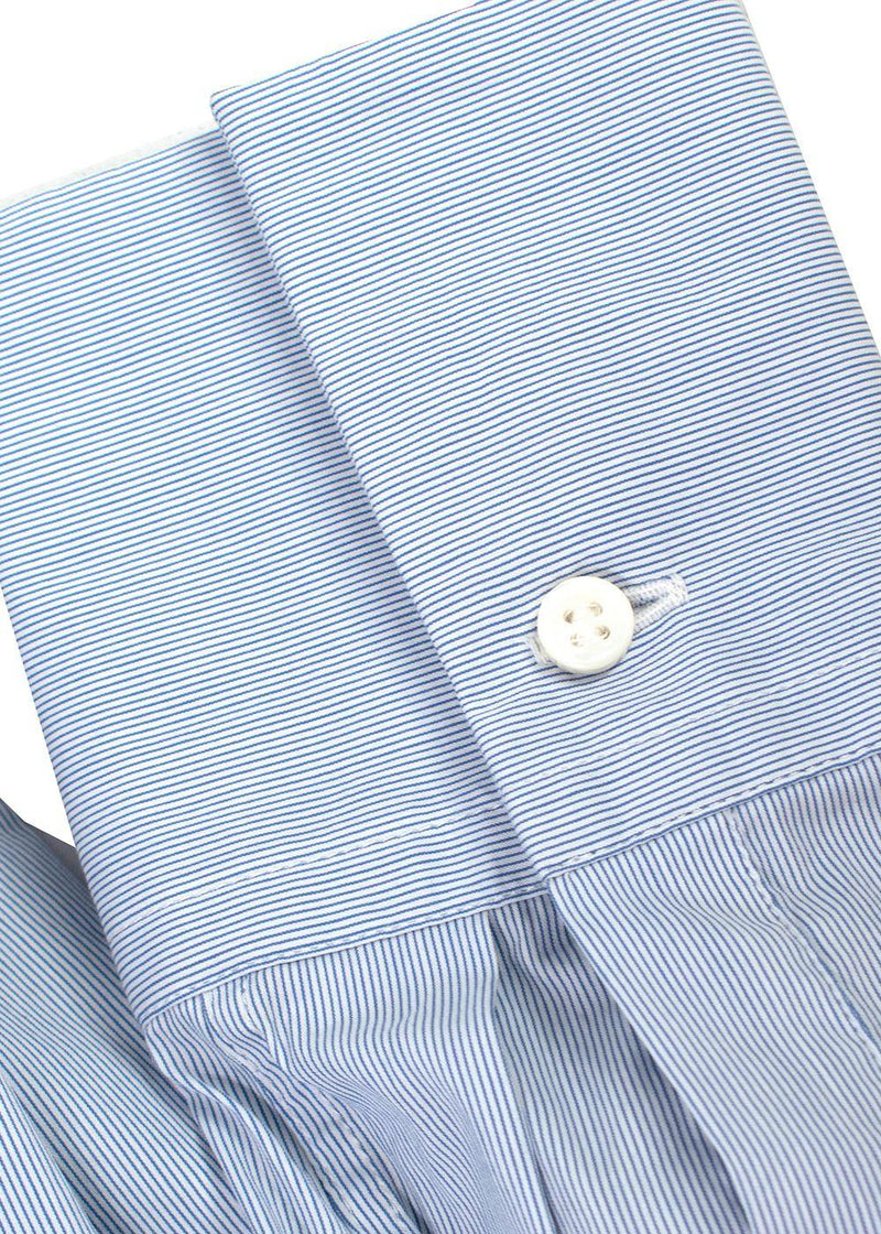 Brunello Cucinelli Blue Pin-Striped Cotton Shirt