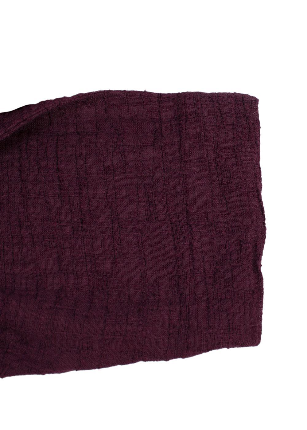 Masscob Burgundy Short Sleeve Sheer Blouse