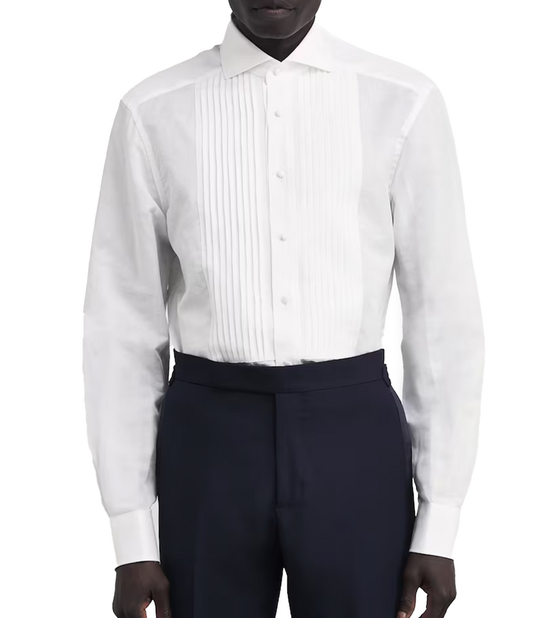 Corneliani Linen-Cotton Code Cocktail Bib Formal Shirt