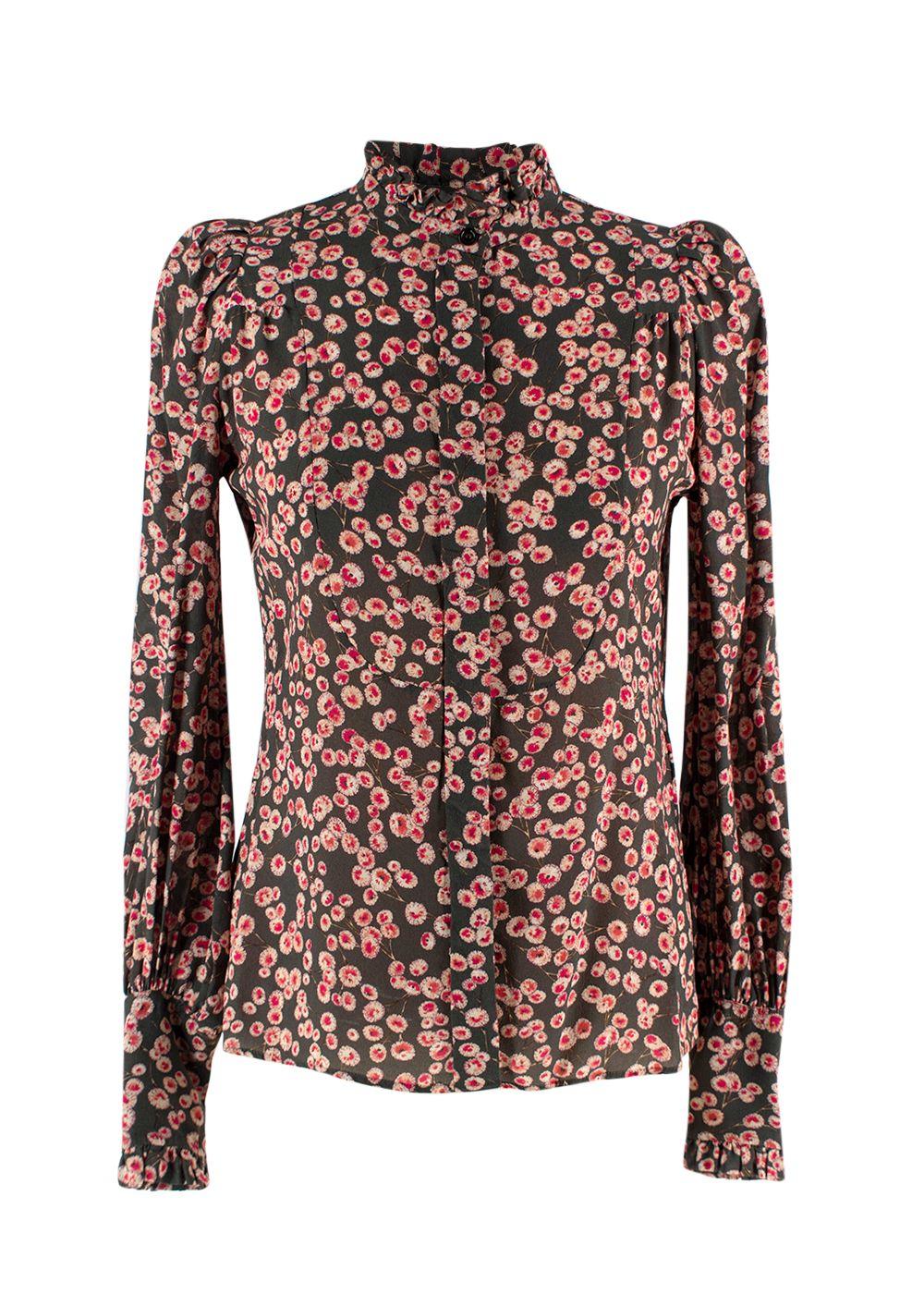 Isabel Marant Pink Floral Print Silk Blouse