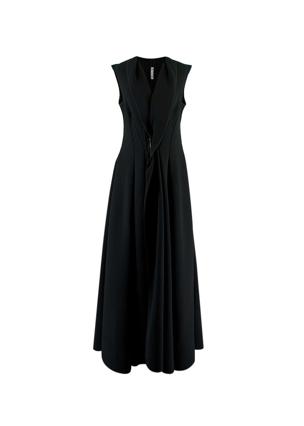 Black Flared Pleated Zip Gown