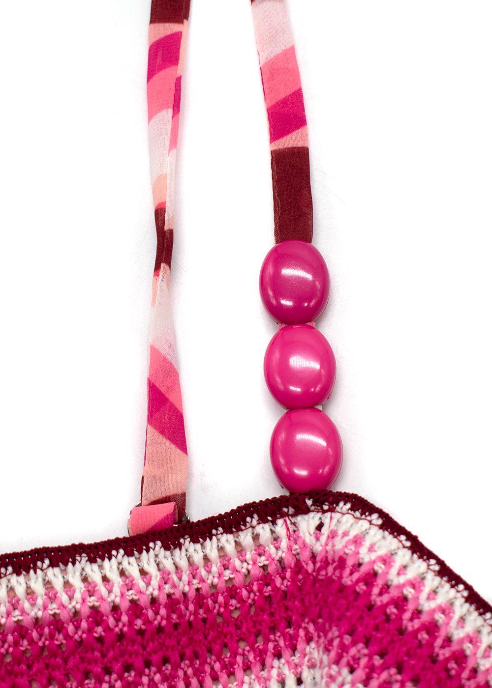 PatBO Pink Flamant Twist Crochet Maxi Dress