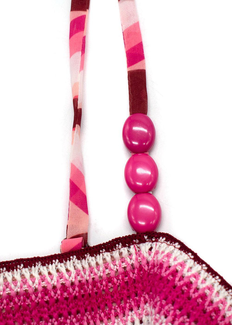 PatBO Pink Flamant Twist Crochet Maxi Dress