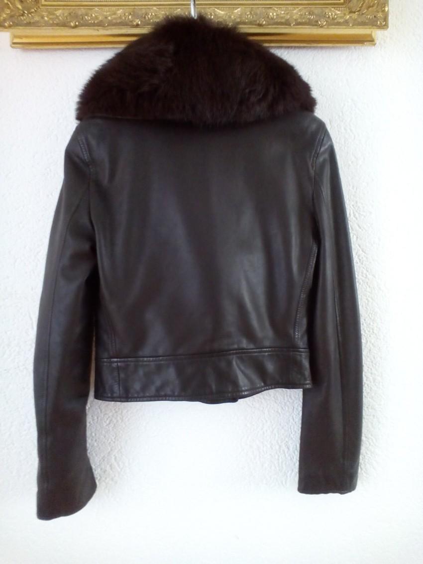 Valentino Vintage Leather Jacket with Fox Fur Collar