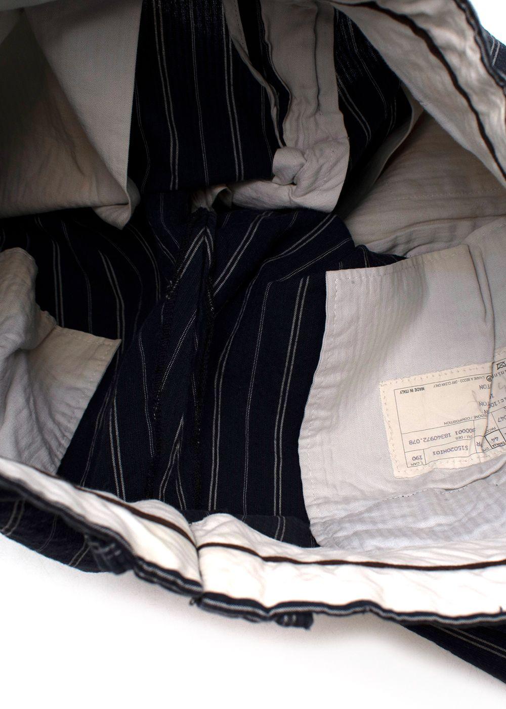 Navy Striped Straight Leg Trousers