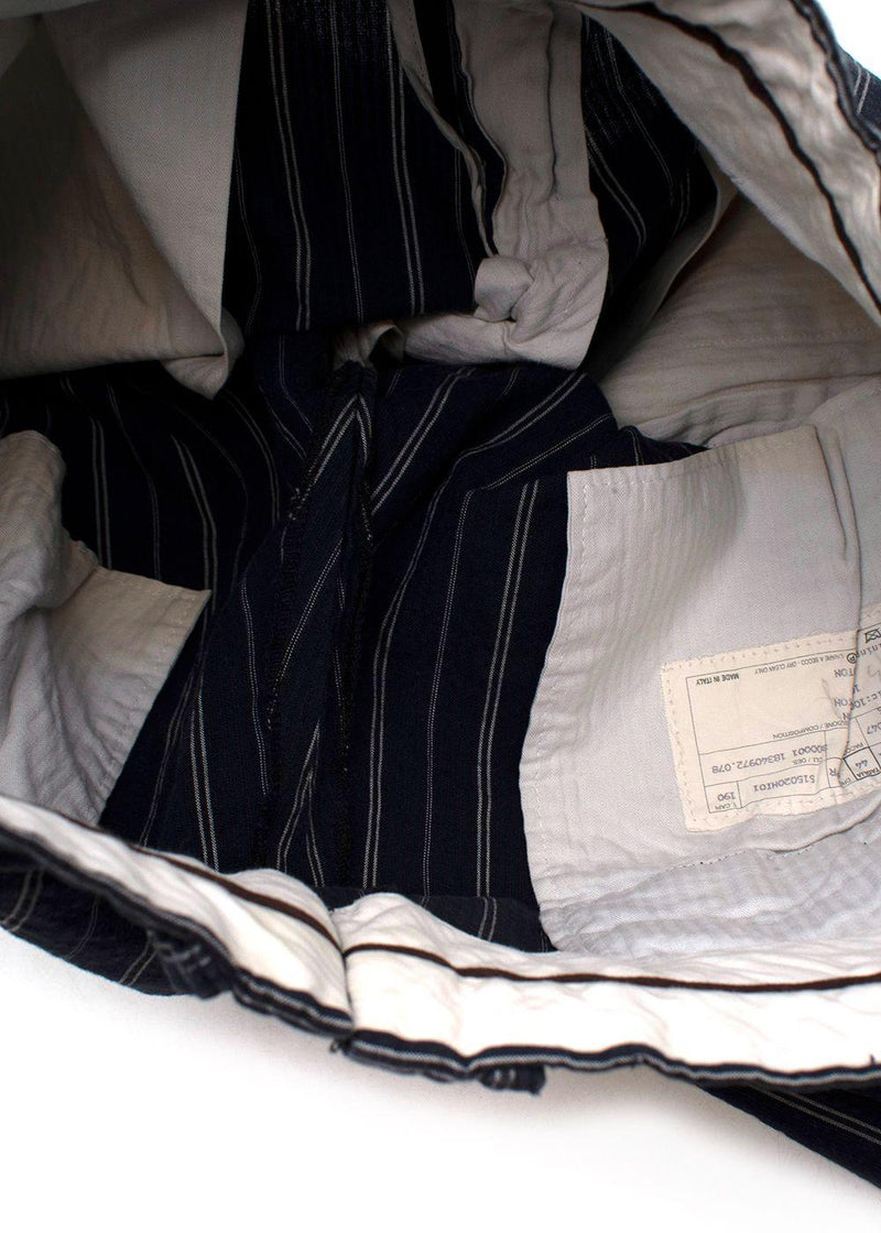 Navy Striped Straight Leg Trousers
