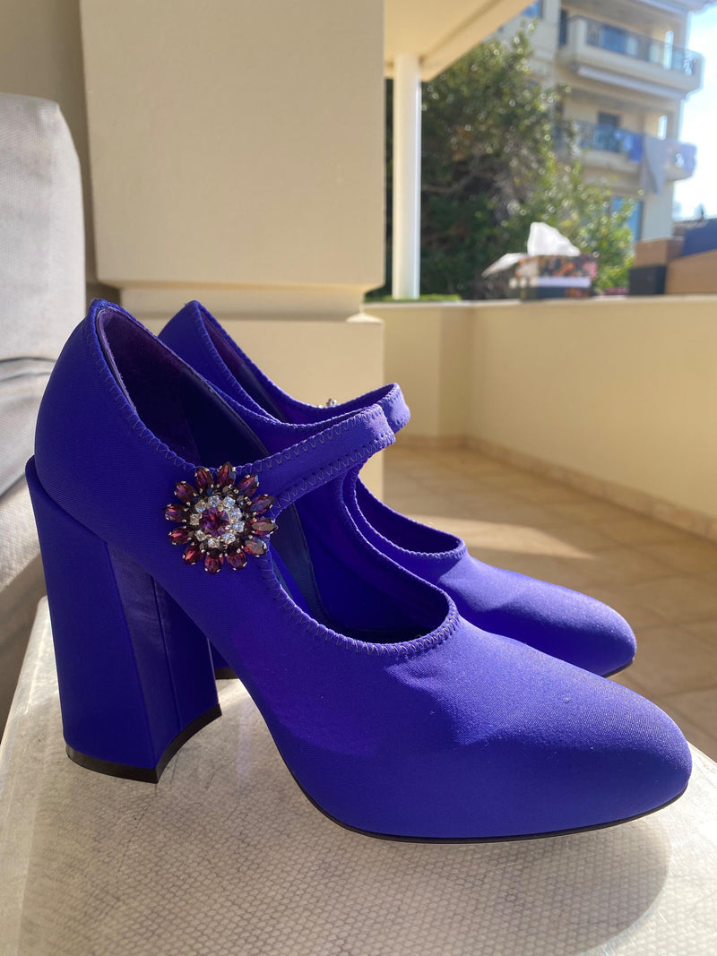 Purple Lycra Mary-Jane Pumps