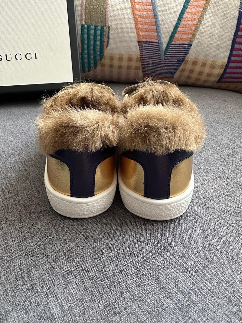 Gucci Gold Fur Lined Sneakers