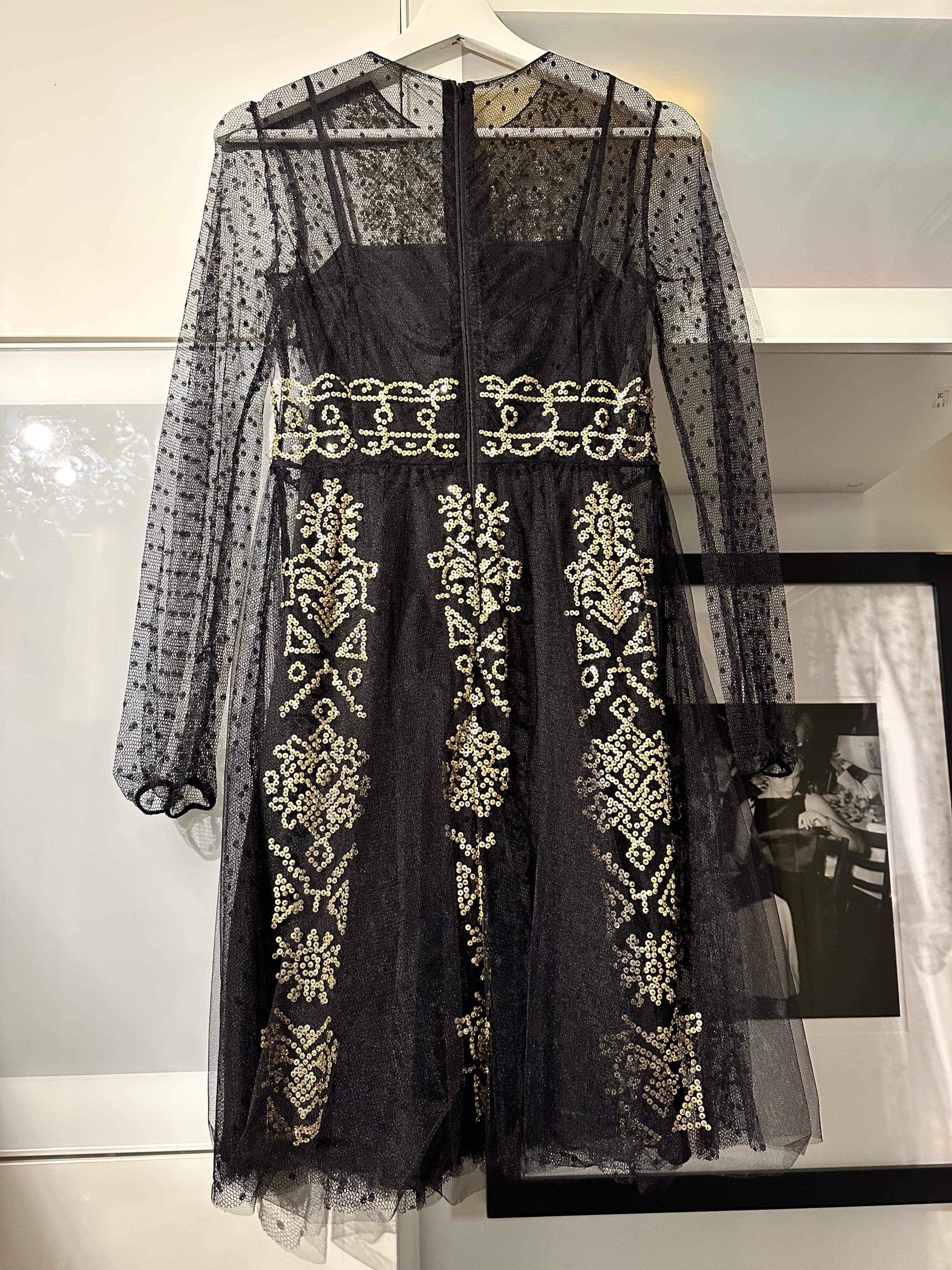 Red Valentino Black Sequin Embellished Mini Dress