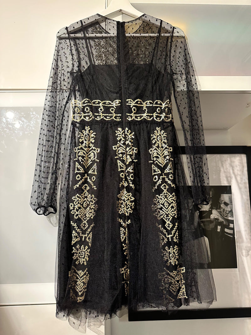 Red Valentino Black Sequin Embellished Mini Dress