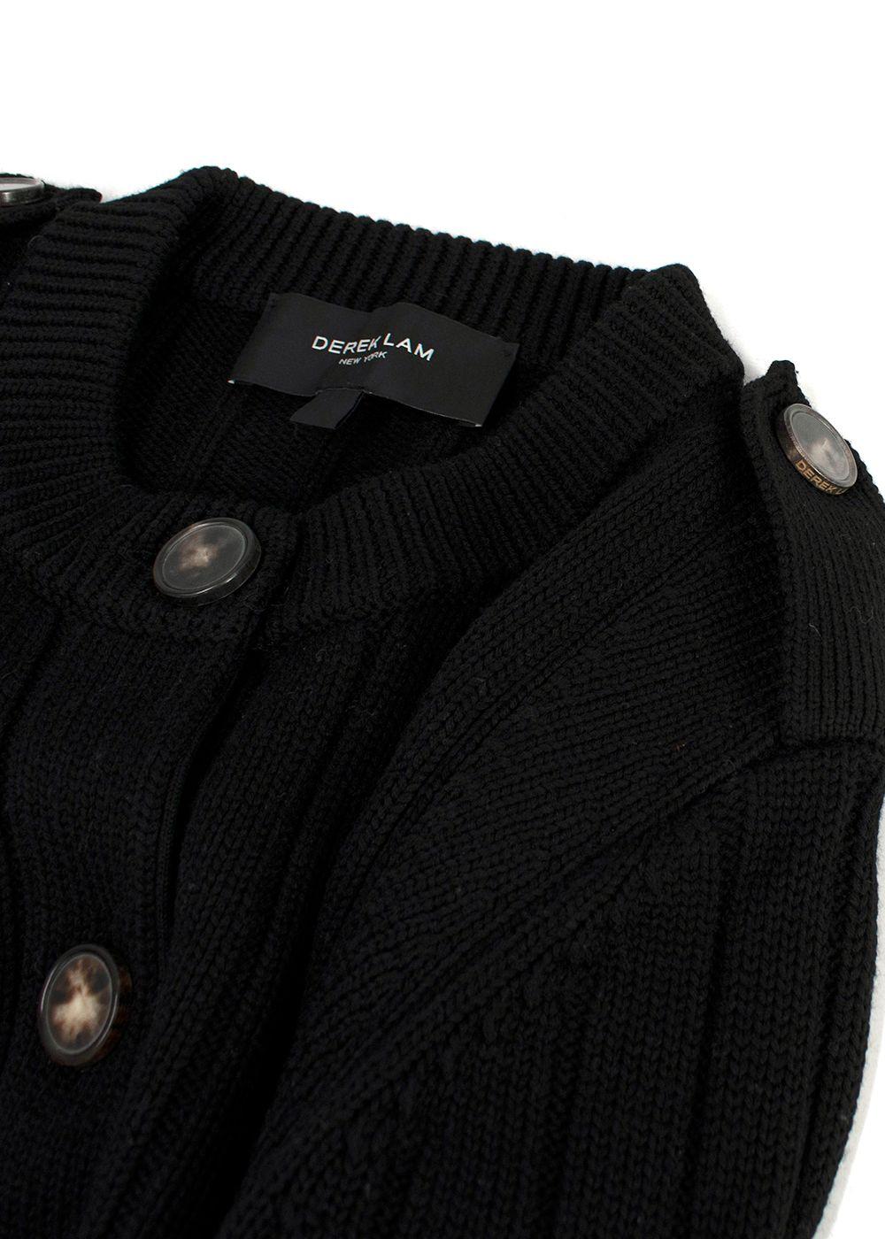 Derek Lam Black Ribbed Knitted Longline Cardigan