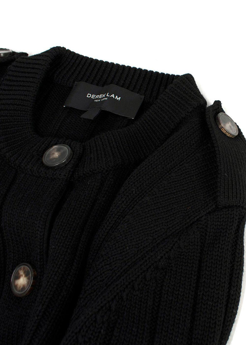 Derek Lam Black Ribbed Knitted Longline Cardigan