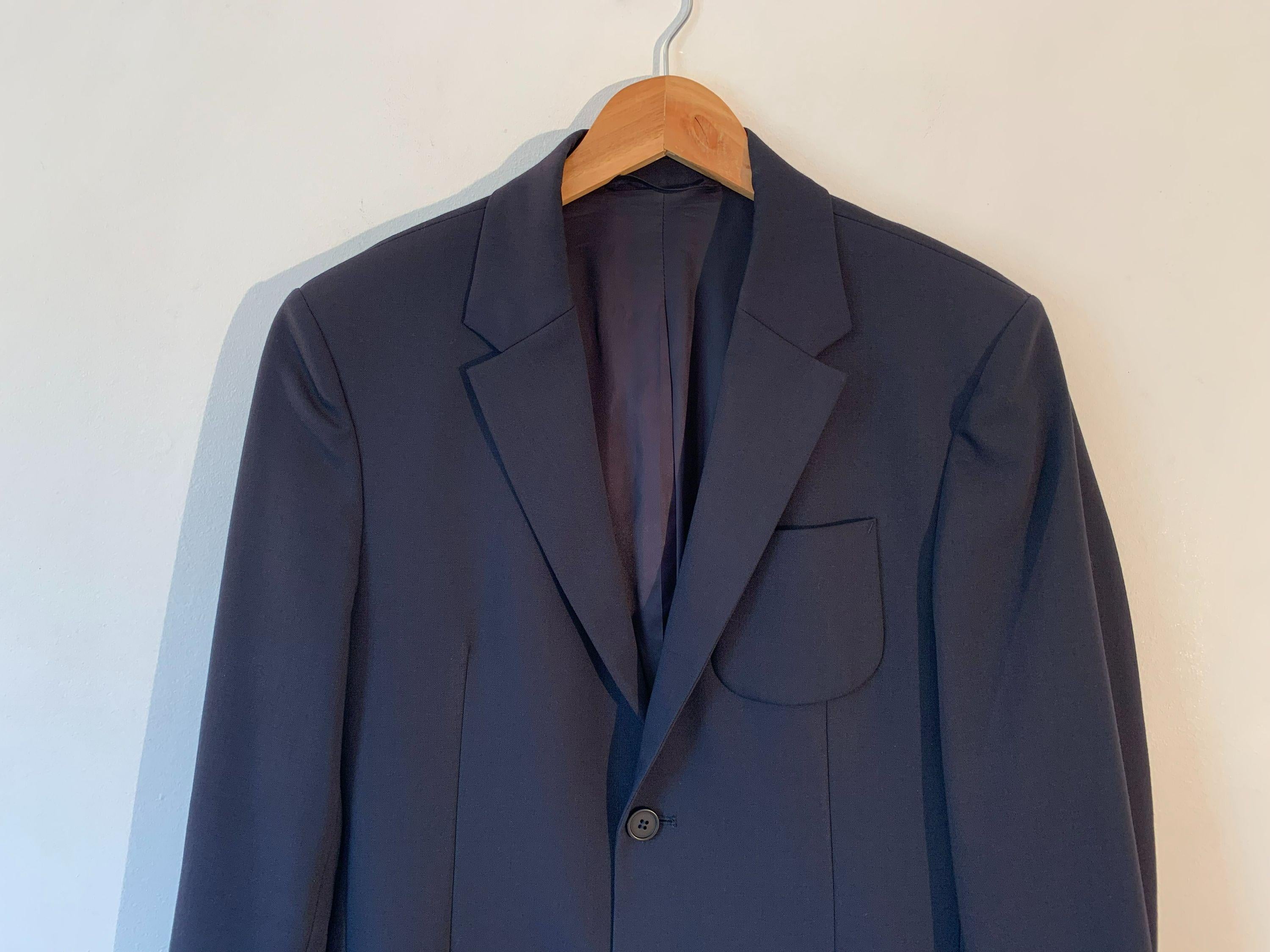 Blue Wool Blend Tailored Jacket