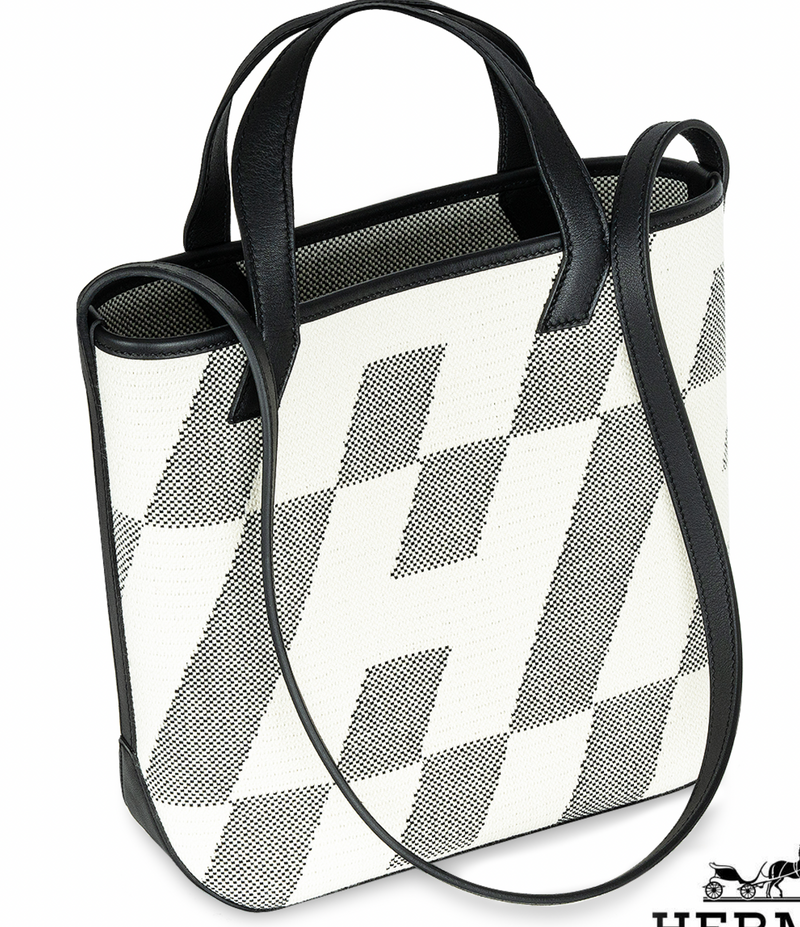 Hermès  Black And Ecru Swift Canvas Cabas 27cm Bag