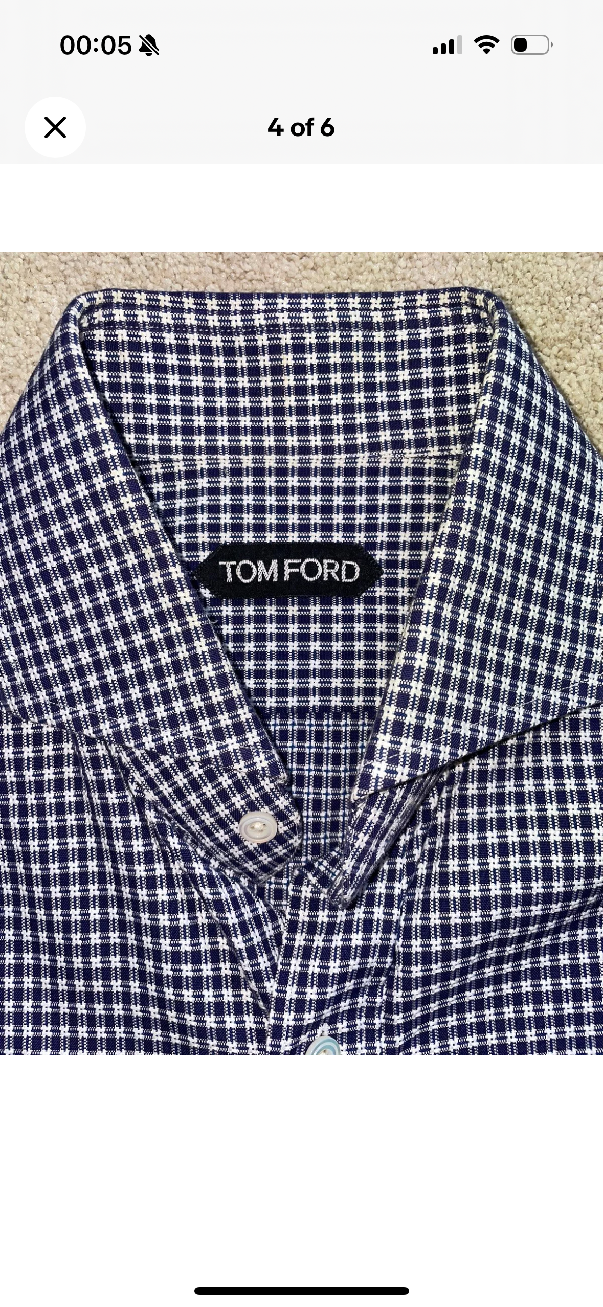 Tom Ford Navy And White Check Cotton Shirt