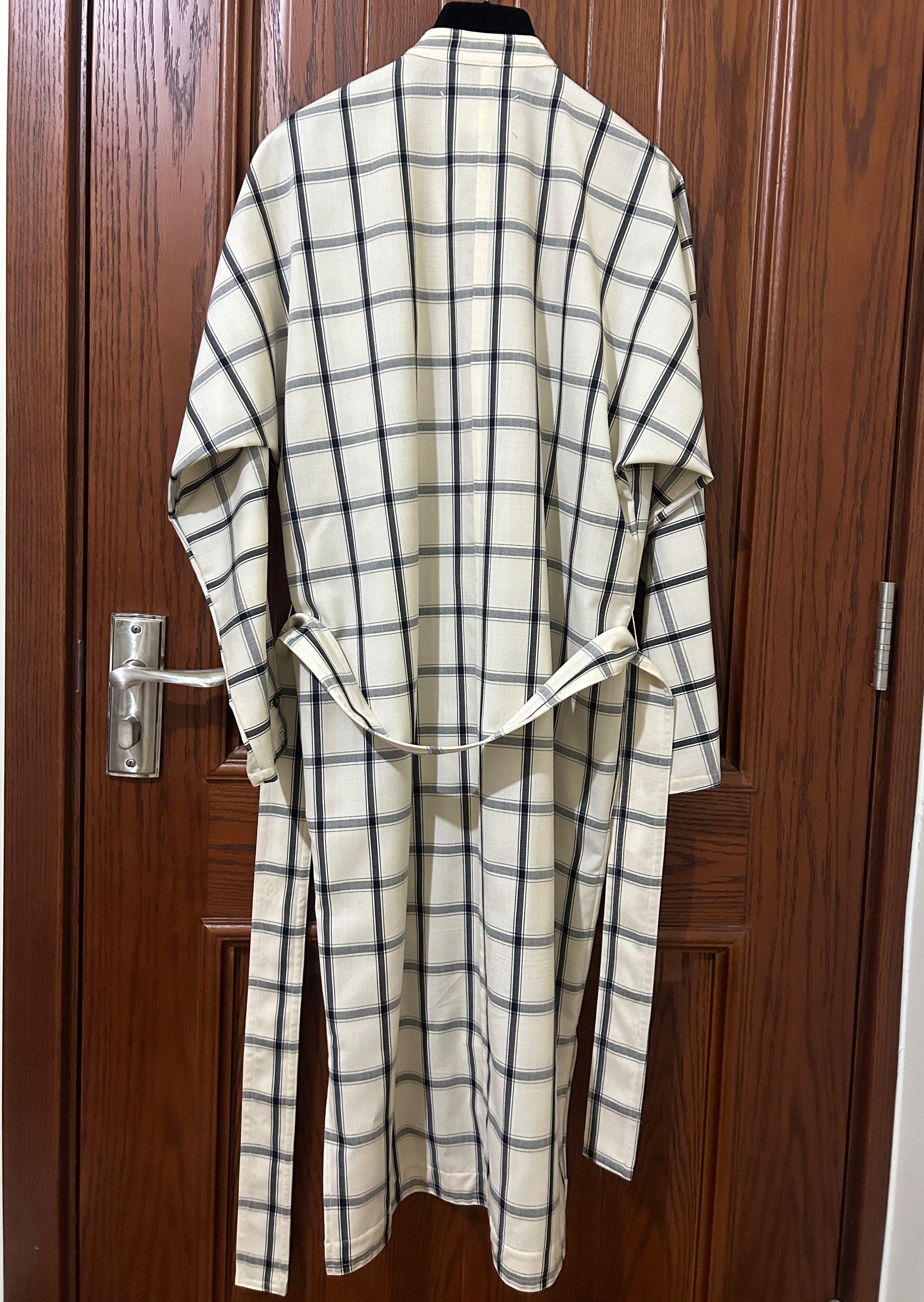 Virgin Wool Black And White Checked Shirt Dress