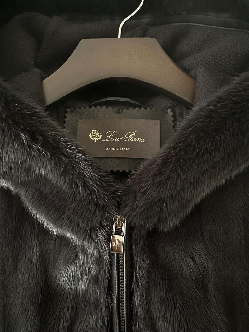 Loro Piana Grey Mink Fur & Baby Cashmere Hooded Gilet