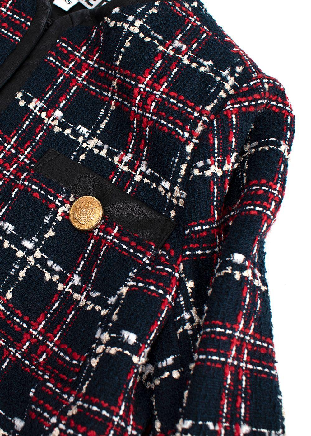 Walter Baker Red and Navy Checkered Tweed Jacket