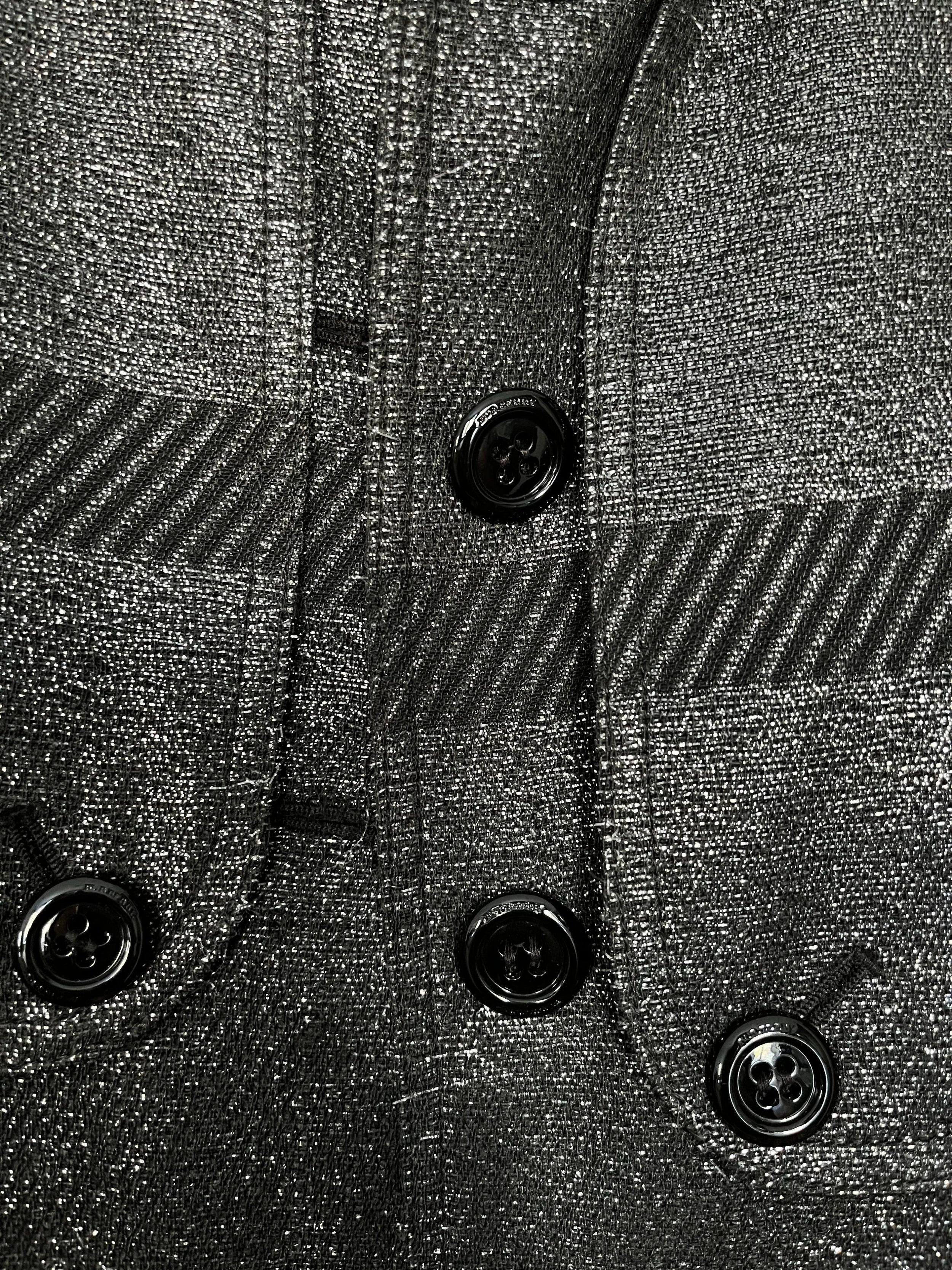 Black Lurex Woven Trench Coat