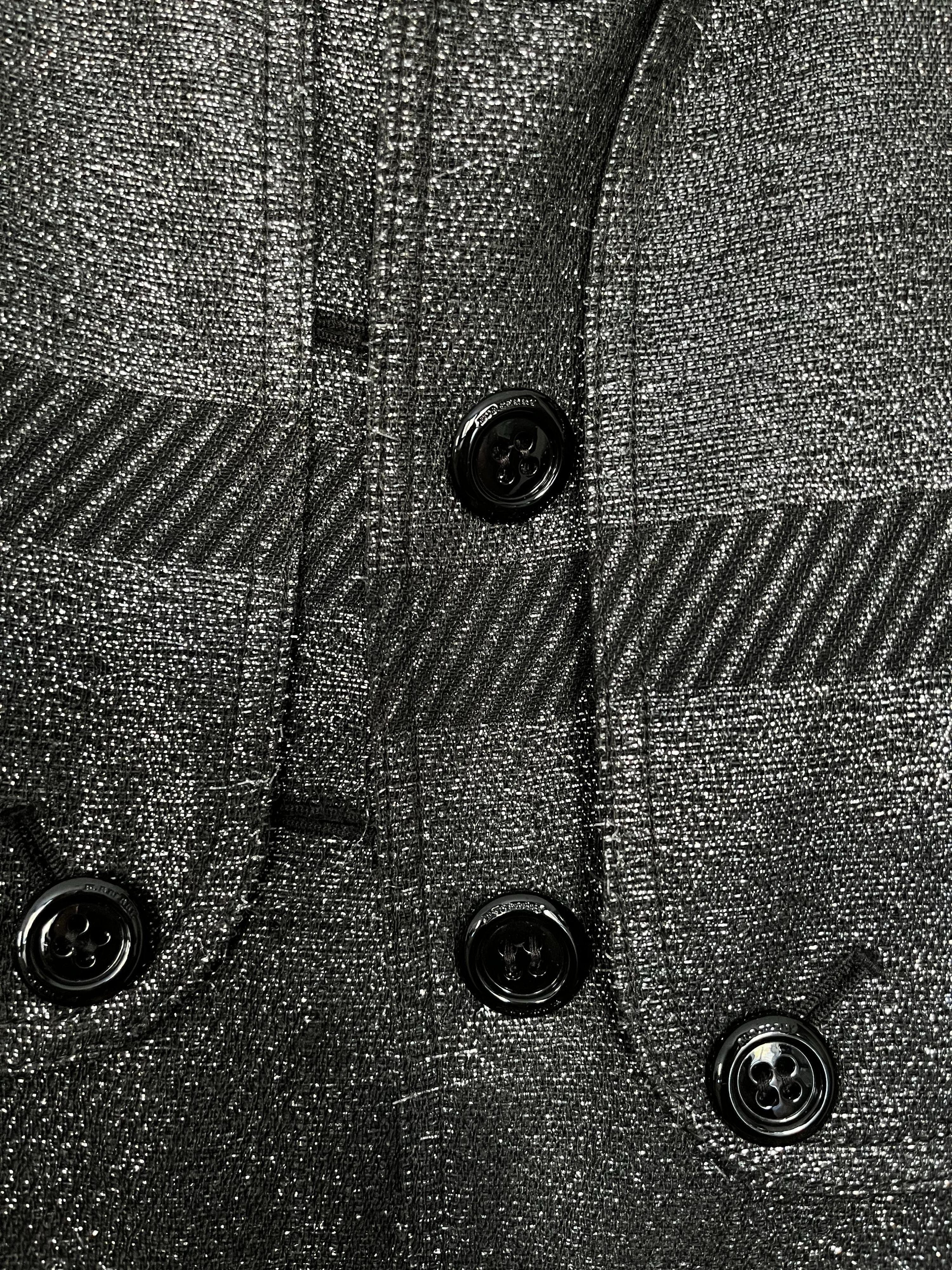 Black Lurex Woven Trench Coat