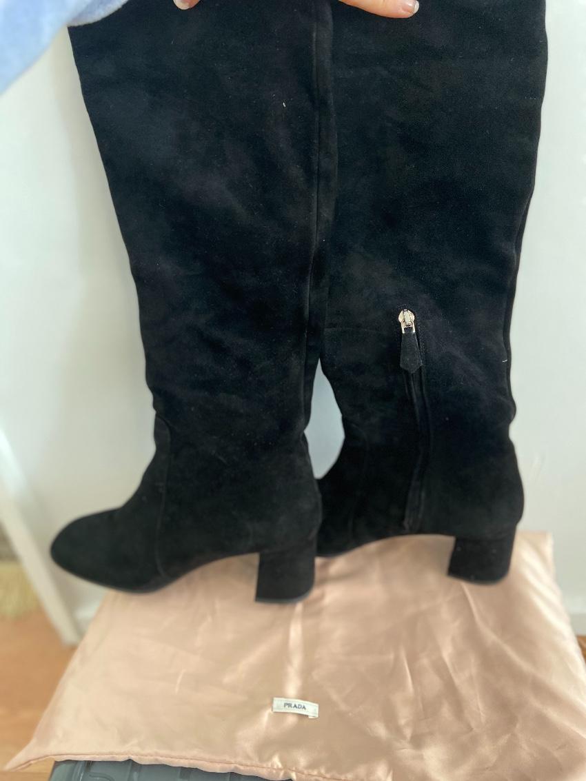 Suede Square-Toe Knee Boots
