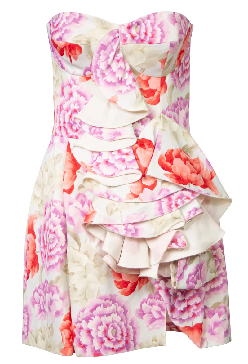 Strapless Floral Mini Dress