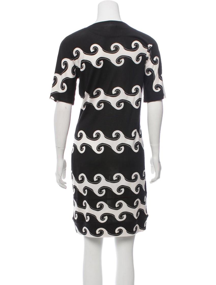 Diane von Furstenberg Cyrani black & white waveprint silk dress