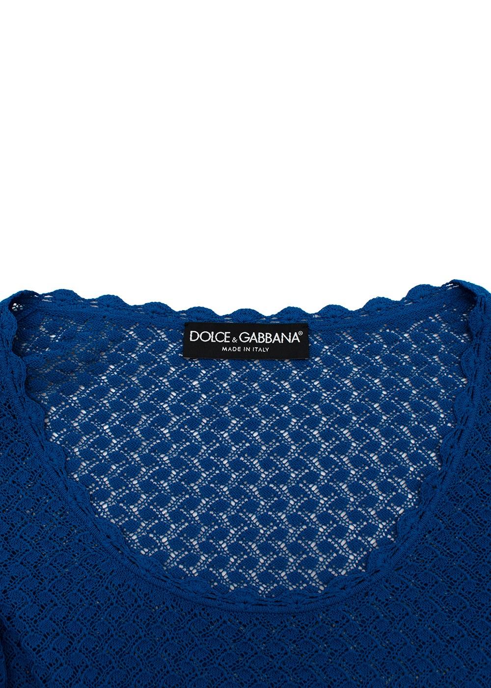 Blue Sheer Knitted Short Sleeved Top