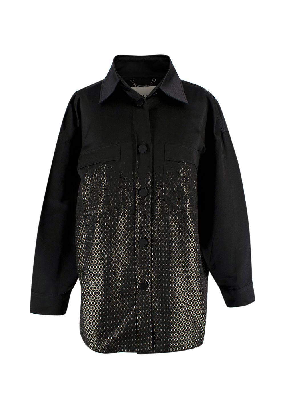 Fendi Black Silk Printed Button-down Shirt
