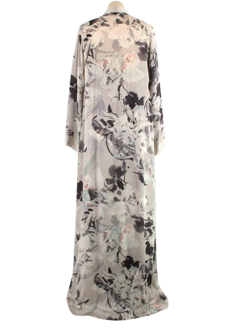 Jenny Packham Grey Floral Silk Nightgown and Robe