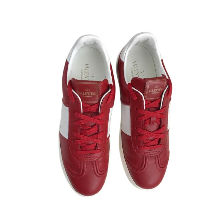 Valentino Red & White Rockstud Sneakers