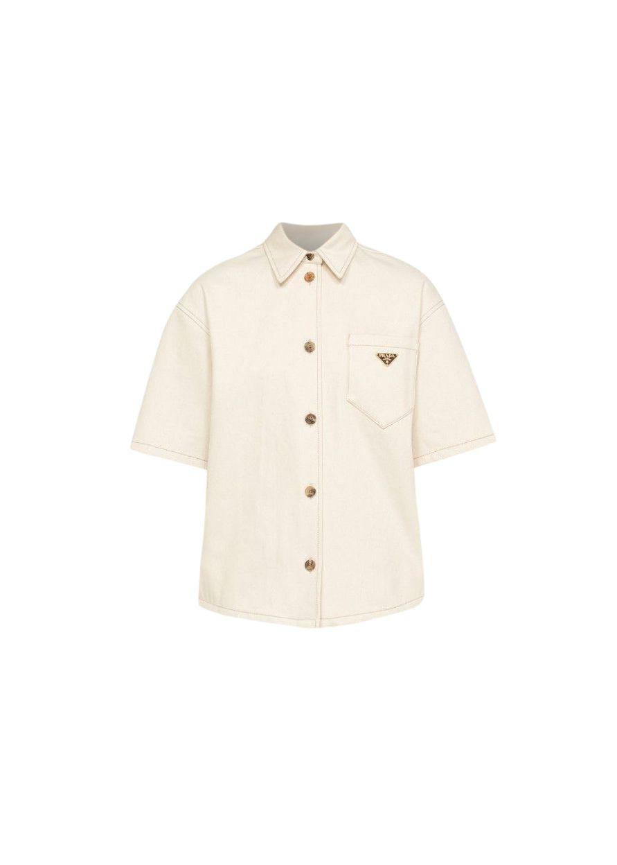 Cream Canvas Short Sleeve Shirt