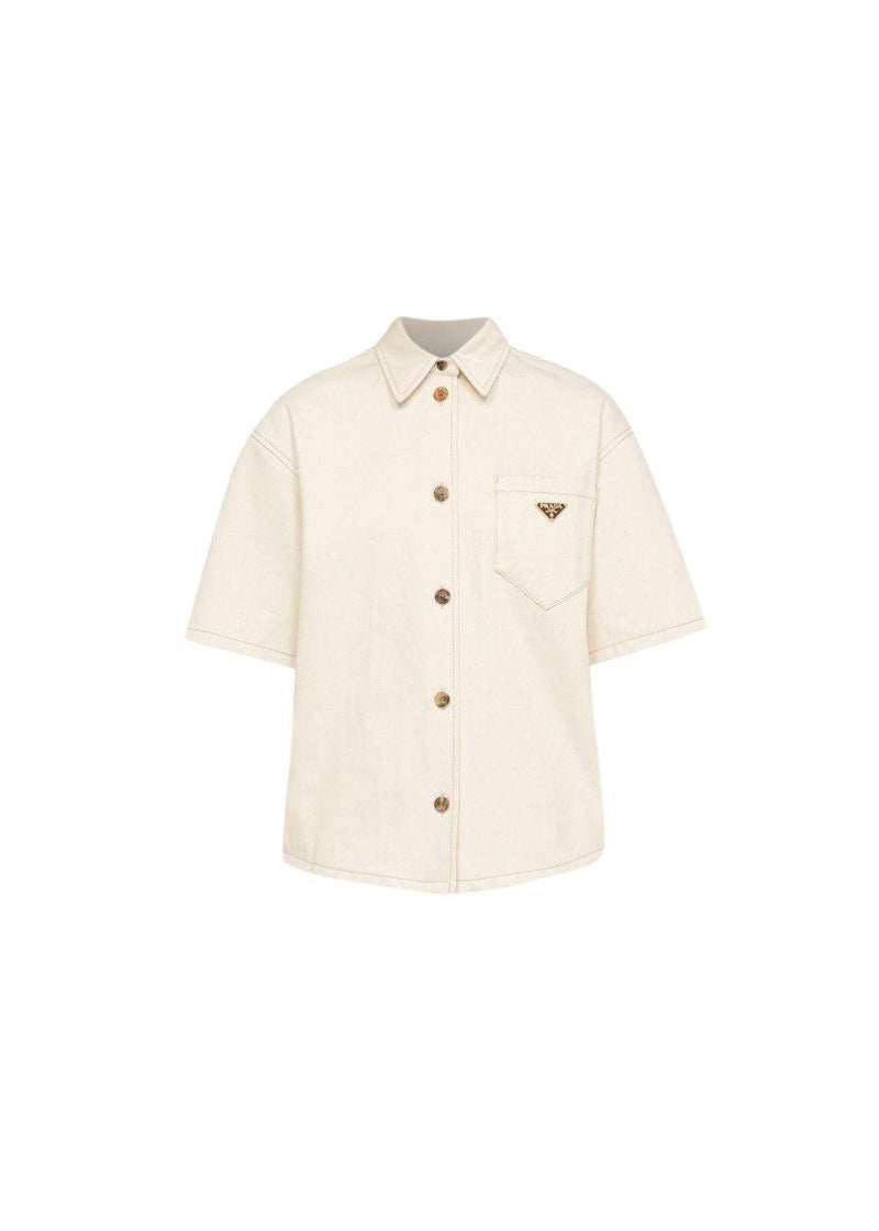 Cream Canvas Short Sleeve Shirt