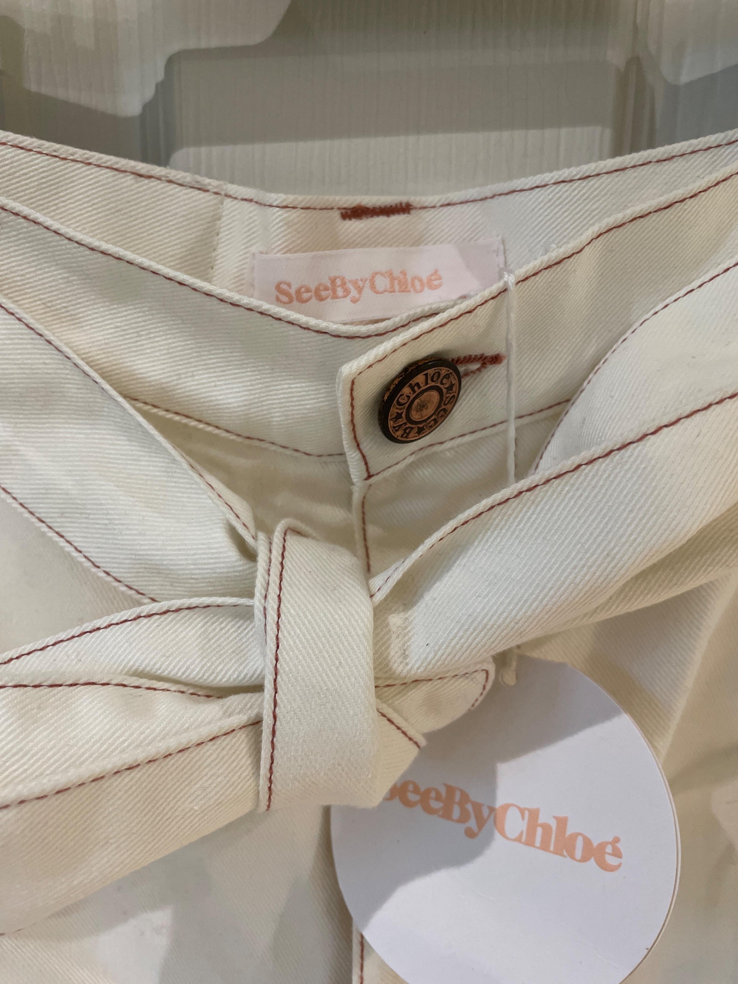 White cotton twill shorts