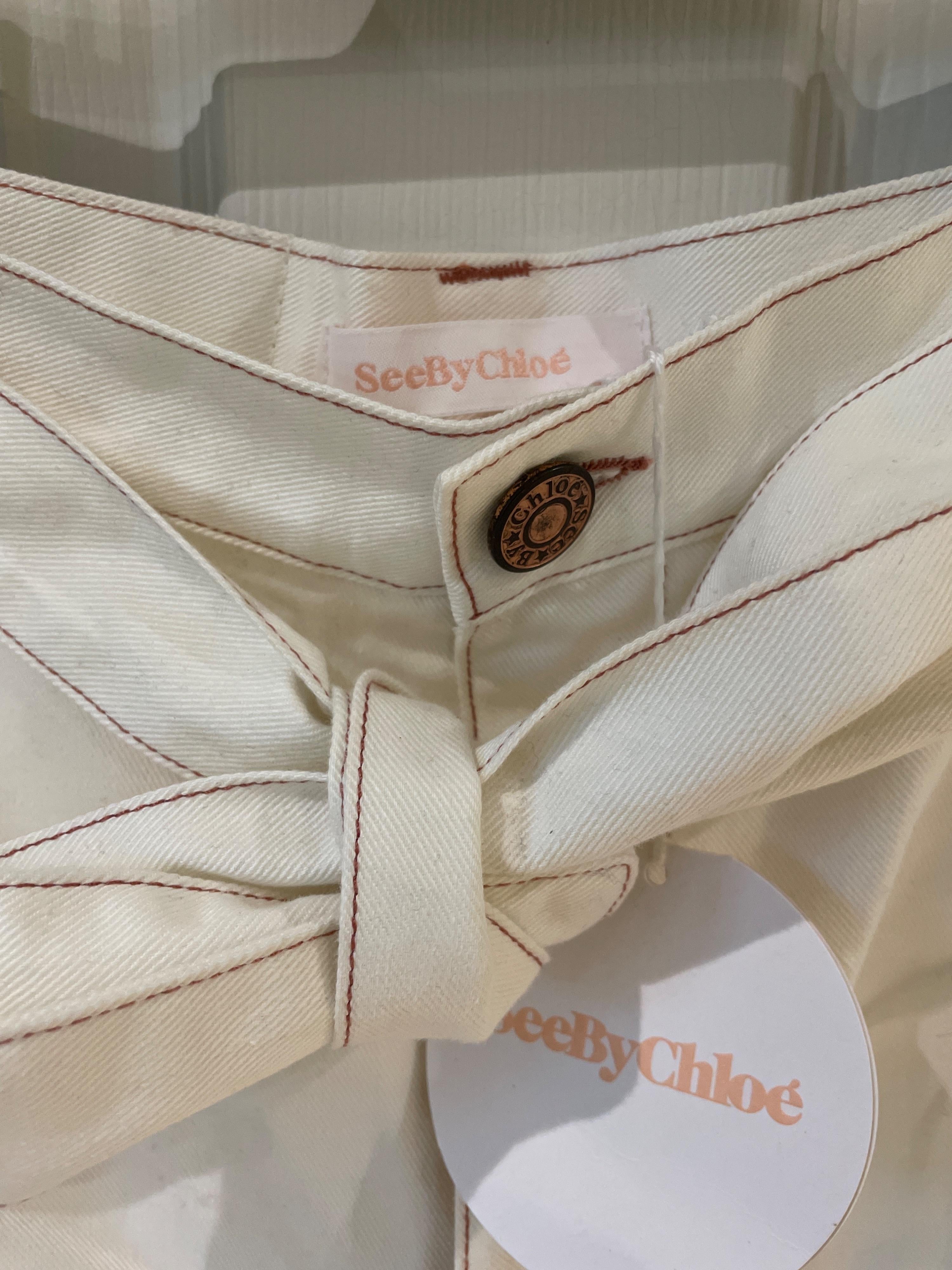 White cotton twill shorts