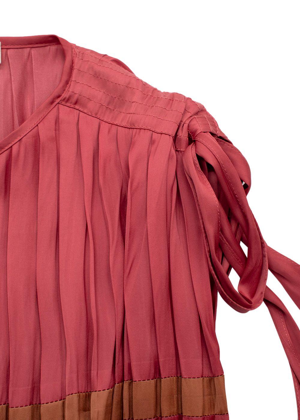 Ulla Johnson Pink Pleated Striped Dress