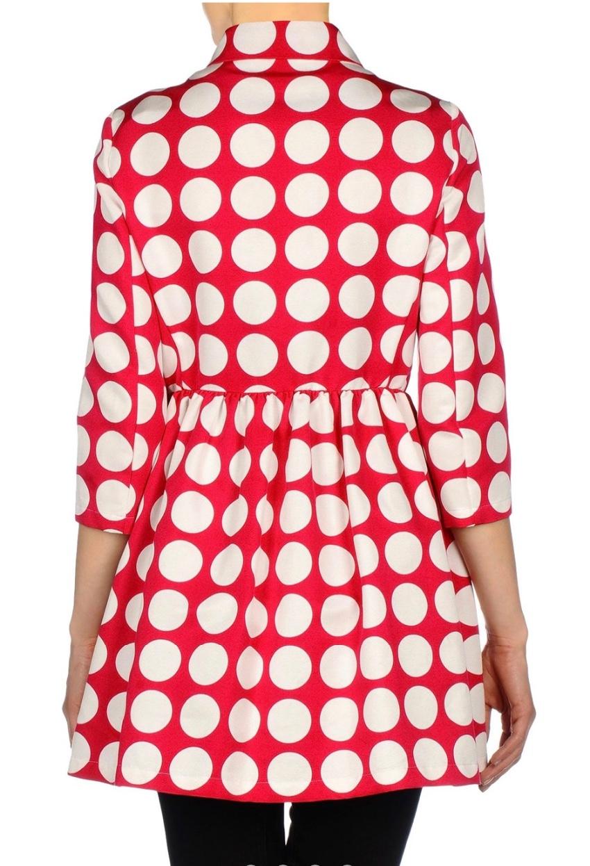 Love Moschino Red & White Polka Dot Tretch Coat
