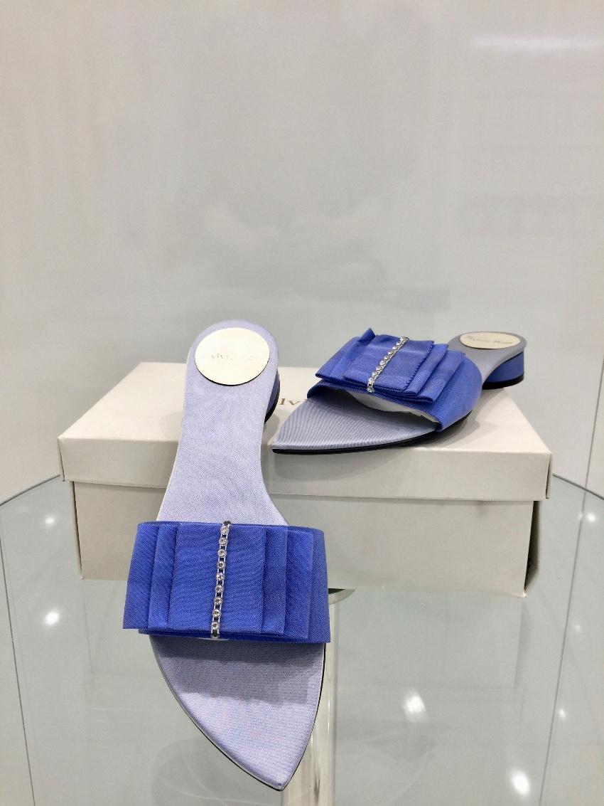 Sylvie Rost Paris Blue Bow Slides