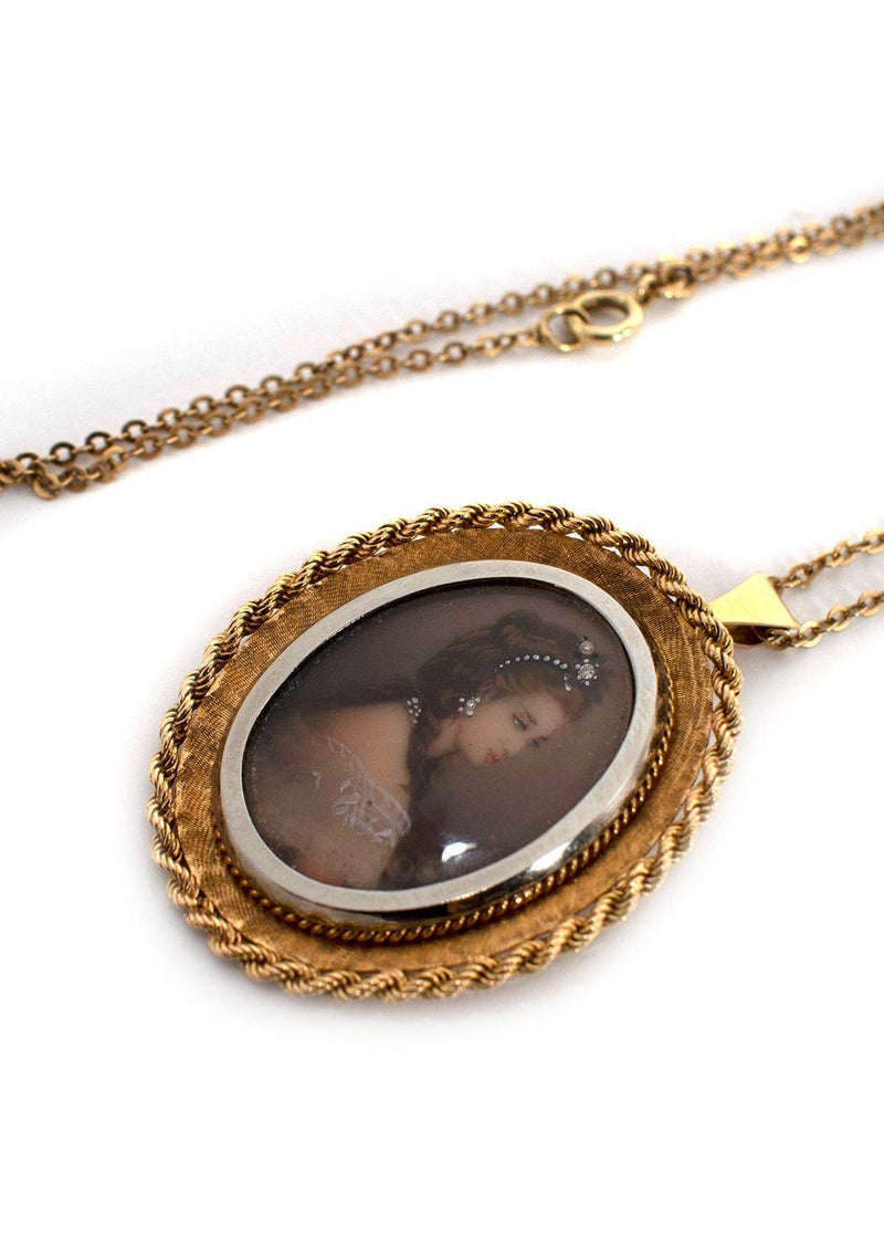 Bespoke 18ct Gold Victorian Diamond Portrait Pendant Necklace