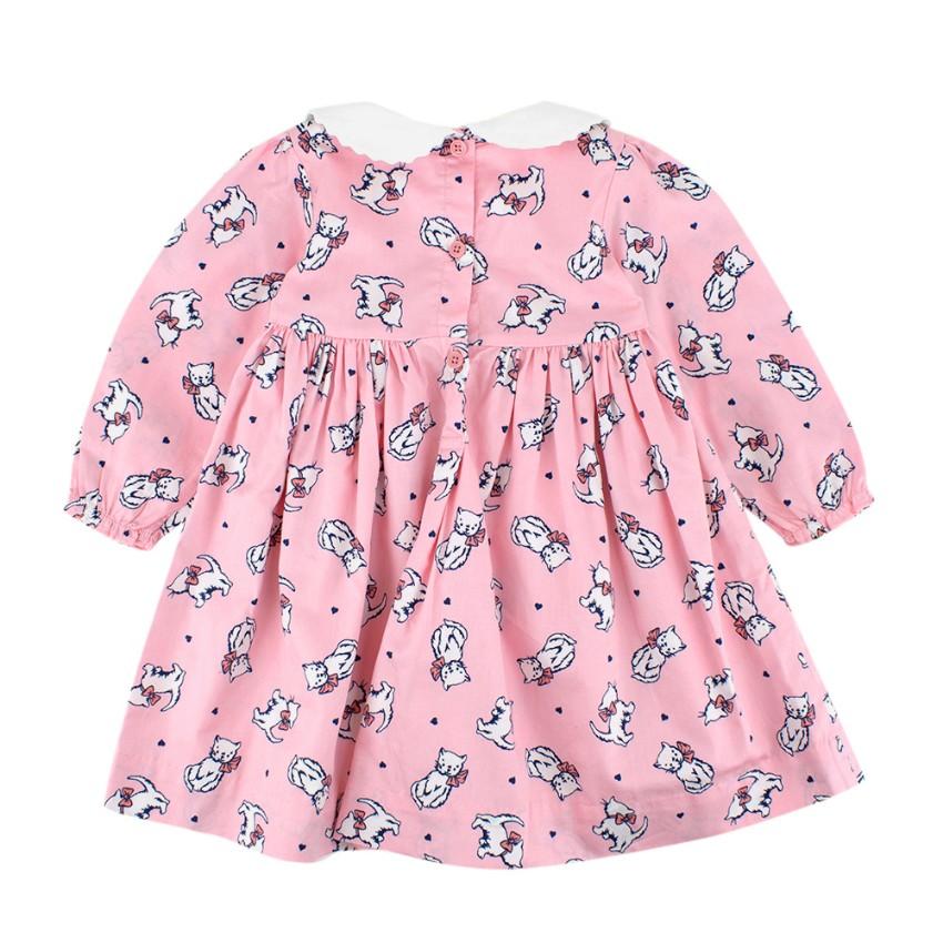 Rachel Riley Pink Cat Pattern Dress and Shorts Two Piece