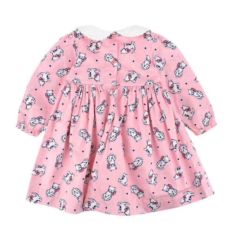 Rachel Riley Pink Cat Pattern Dress and Shorts Two Piece