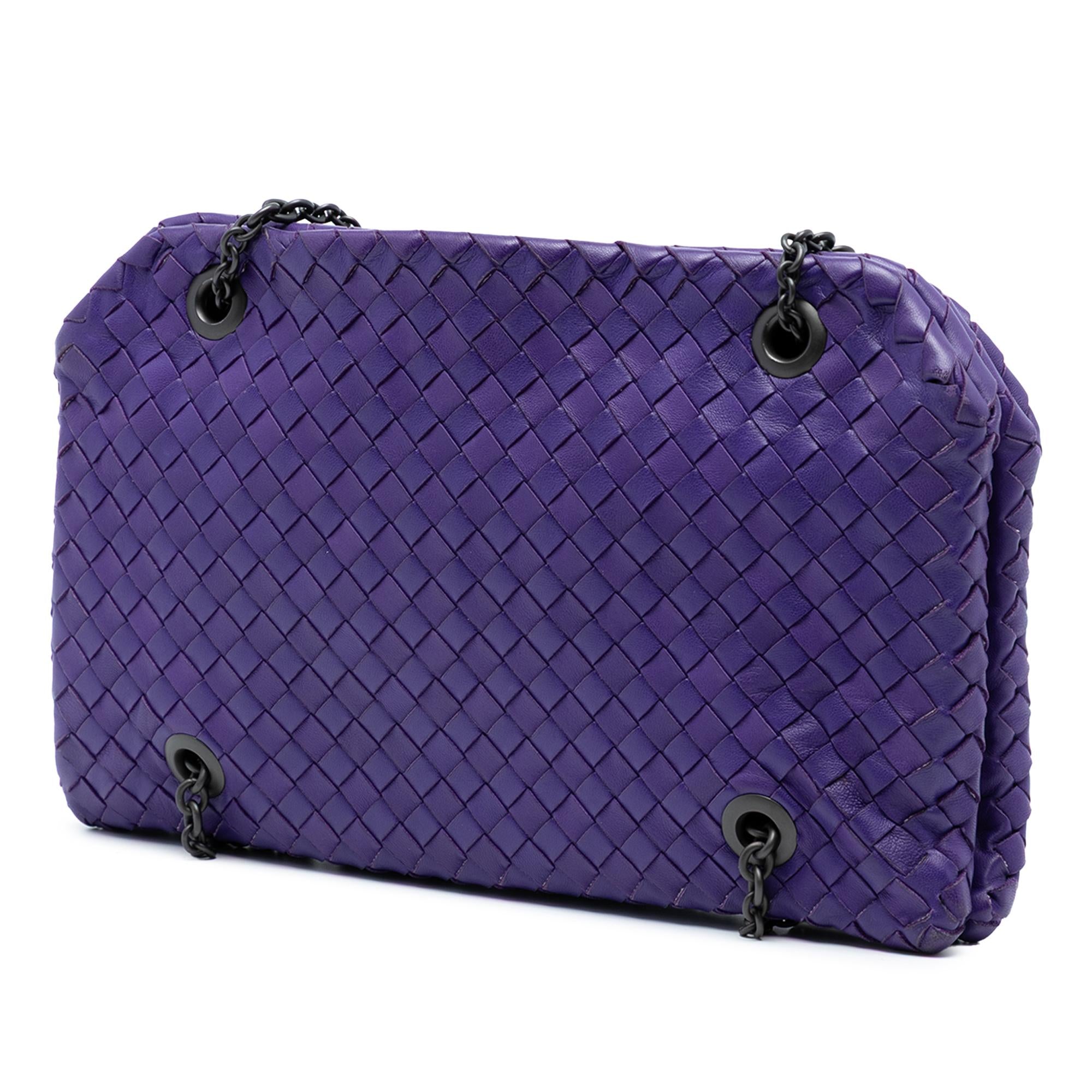 Bottega Veneta Purple Nappa Intrecciato Duo Shoulder Bag