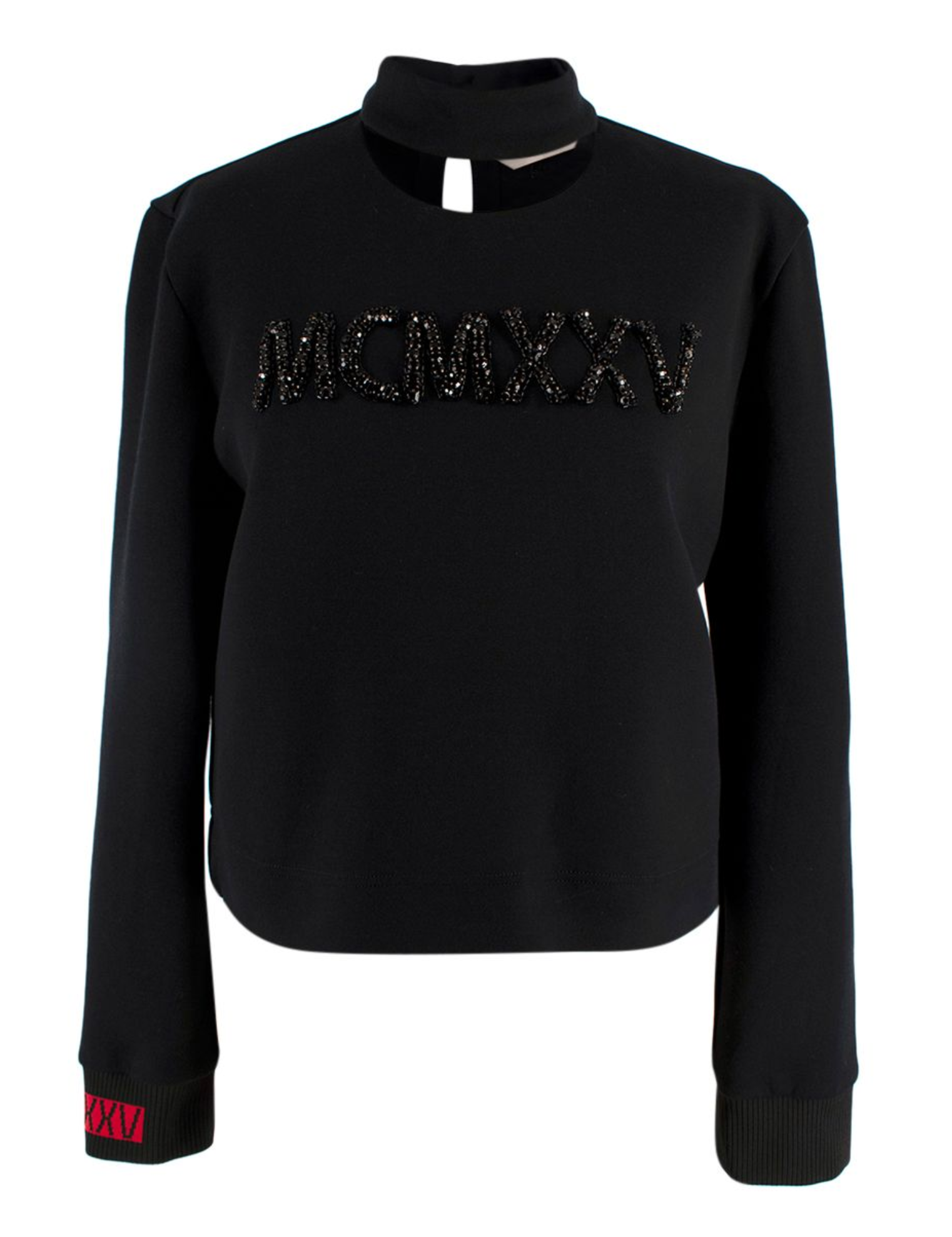 Fendi black crystal embellished cut-out top