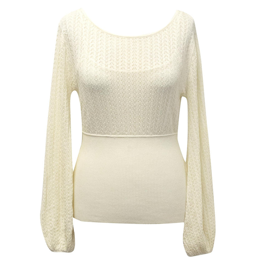 Catherine Malandrino Cream Fine Crochet Jumper