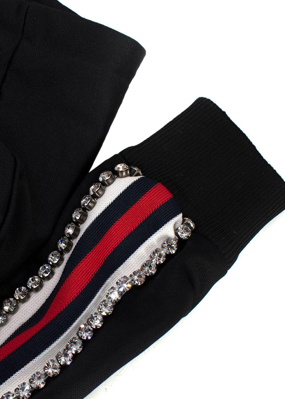 Gucci Black Crystal Stripe Sleeve Zip Up Hoodie