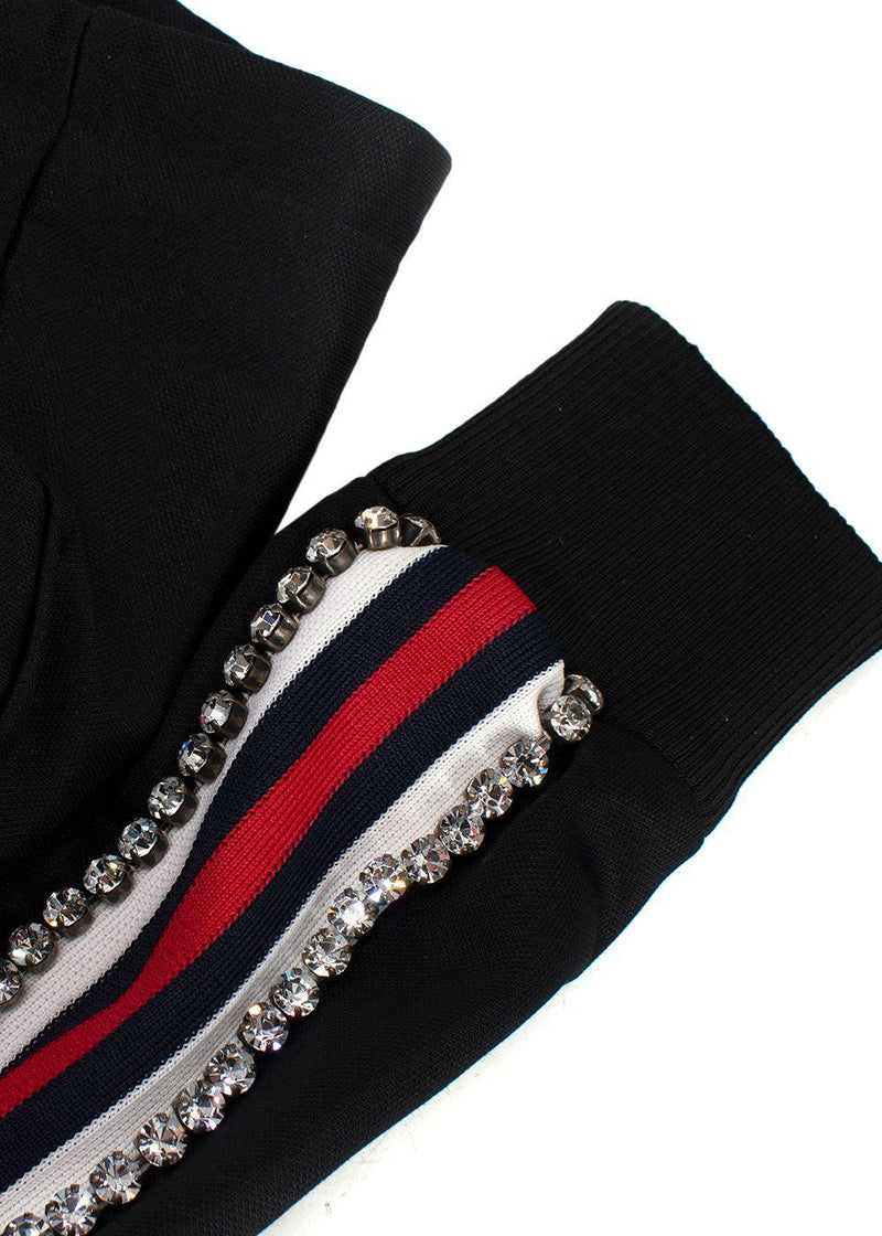 Gucci Black Crystal Stripe Sleeve Zip Up Hoodie